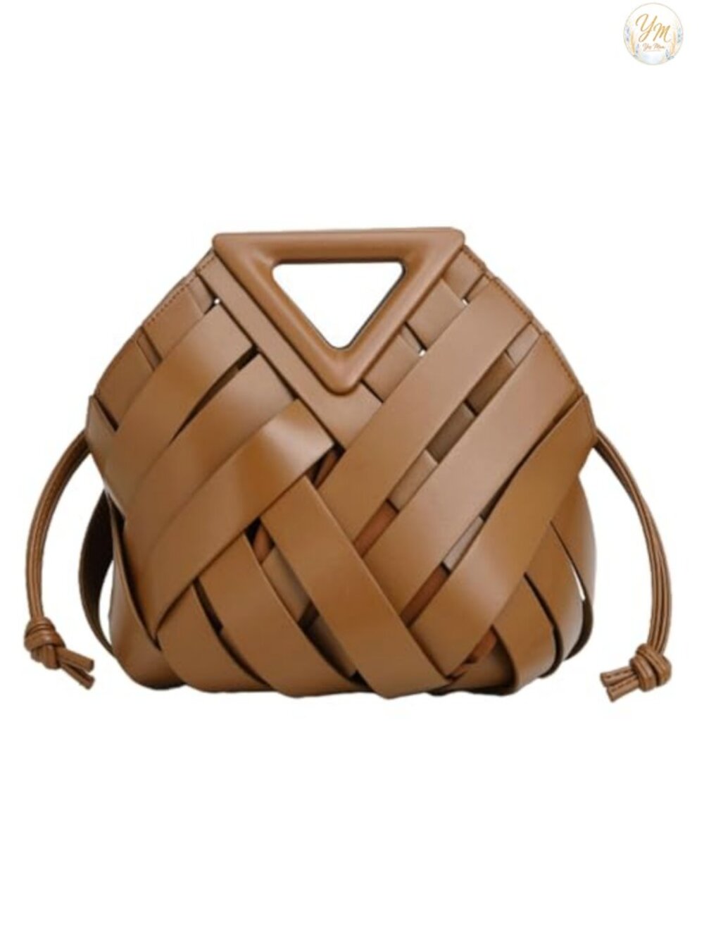 Vegan Leather Woven Crossbody Bag with Top Handle
